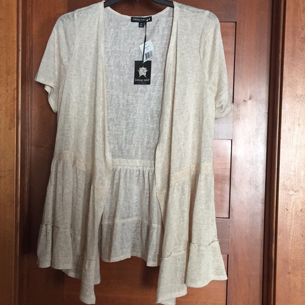 Cream short sleeve cardigan